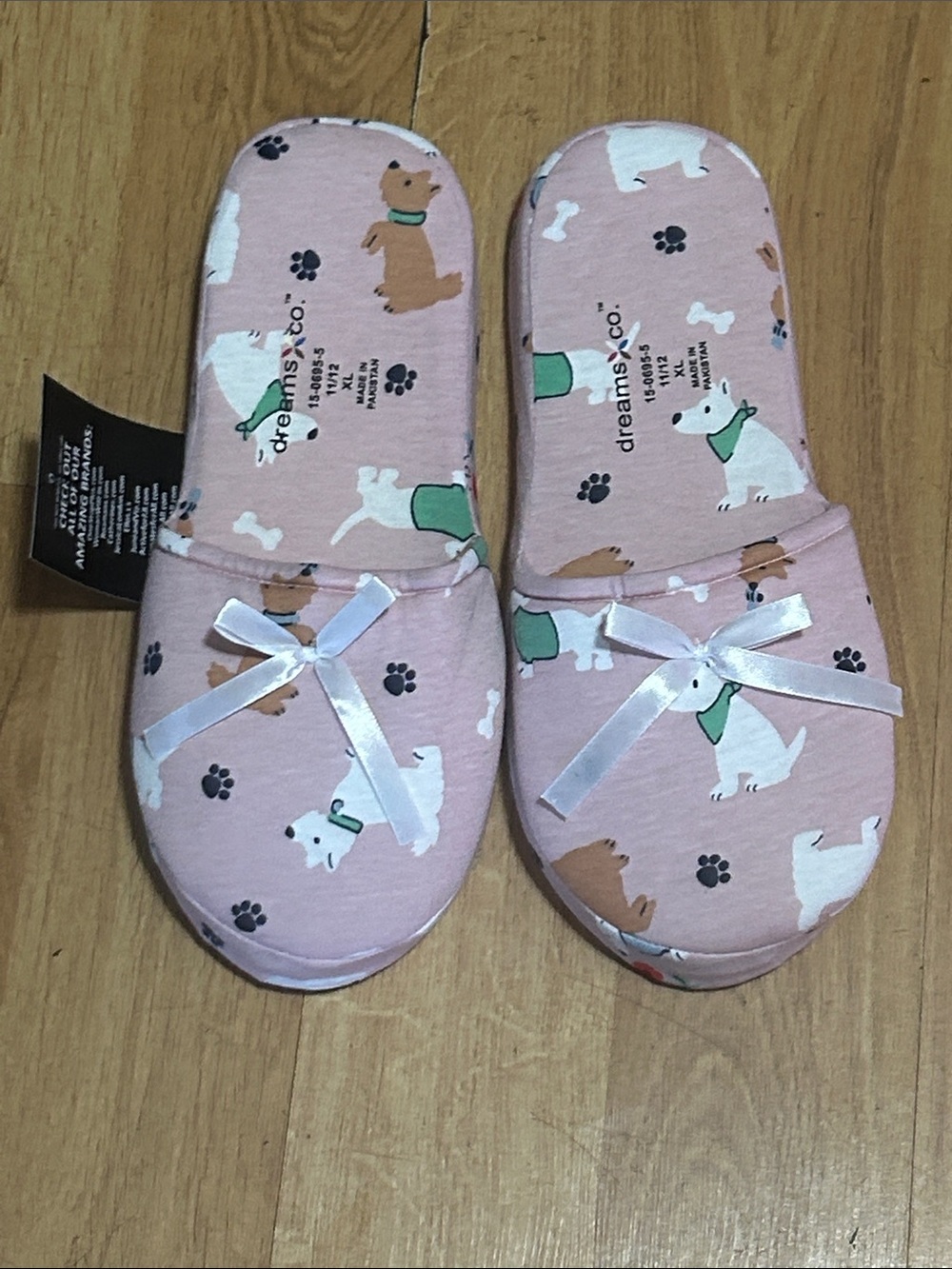 Pink Dog-Print Slip-On Women's Slippers Size XL (11-12) NWT